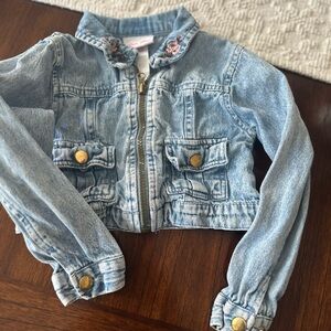 Kids Denim Jacket with Embroidered Collar